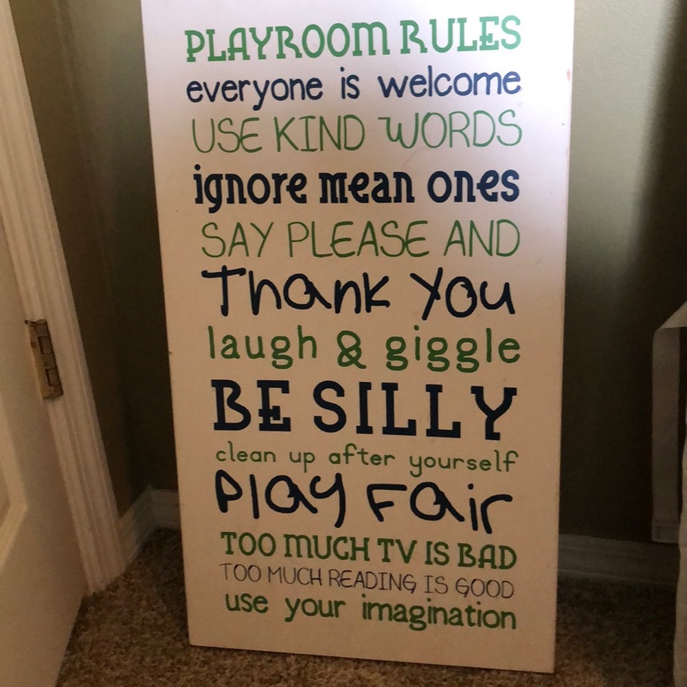 Play room rules sign